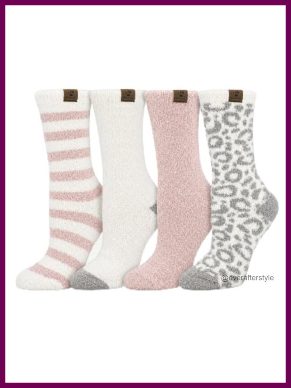 Cozy Super Soft Lounge Crew Socks 4 Pair Pack Multi Pattern
